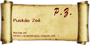 Puskás Zoé névjegykártya